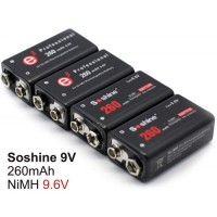Soshine 9.6V 260 mAh Ni-Mh аккумулятор Крона с повышенным напряжением. Для энергоёмких устройств.