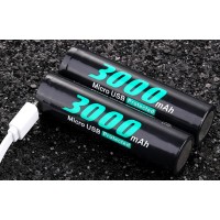 Soshine 18650 Li-Ion 3,7V 3000 mAh со встроенным micro-USB портом для зарядки. Защищенный (Protected).