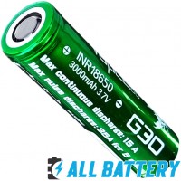 Аккумулятор 18650 VapCell G30 3000 mAh Li-Ion INR, 3.7В, 15А (35A), Green. Без защиты (аналог Samsung 30Q).