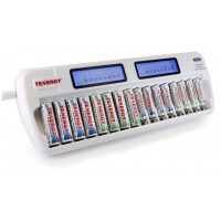 Tenergy TN438 зарядное устройство на 16 АА и ААА аккумуляторов с дисплеем + Автоадаптер.