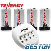 Комплект: Beston BST-C822 + 4 аккумулятора Tenergy Крона Li-ion 600 mAh.