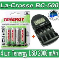Комплект: La-Crosse BC 500   4 Tenergy Centura LSD 2000 mAh (AA) + Бокс.