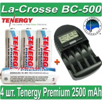 Комплект: La-Crosse BC 500 4 Tenergy Premium 2500 mAh (AA) + Бокс.