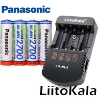 Комплект: Liitokala Lii-NL4 + 4 Panasonic 2700 mAh BK-3HGAE (AA) + Бокс.