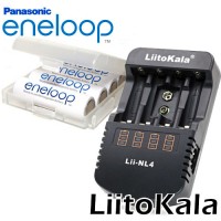 Комплект: Liitokala Lii-NL4 + 4 Panasonic Eneloop 2000 mAh BK 3MCCE (AA) + Бокс.