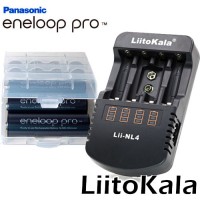 Комплект: Liitokala Lii-NL4 + 4 AA Panasonic Eneloop Pro 2600 mAh (BK 3HCDE) + Бокс.