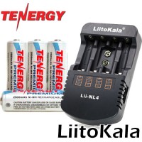 Комплект: Liitokala Lii-NL4 + 4 AA Tenergy Premium 2500 mAh + Бокс.