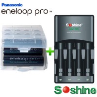 Комплект: Soshine SC-U1 + 4 AA Panasonic Eneloop Pro 2600 mAh (BK 3HCDE) + Бокс.