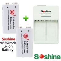 Комплект: Soshine SC-V1 + 2 аккумулятора Крона Soshine 650 mAh Li-ion.