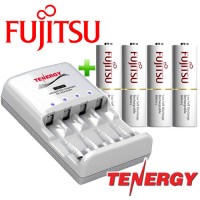 Комплект: Tenergy TN138 + 4 AA Fujitsu 2000 mAh (HR-3UTC) + Бокс.