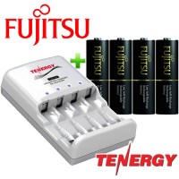Комплект: Tenergy TN138 + 4 AA Fujitsu Pro 2550 mAh (HR-3UTHC) + Бокс.