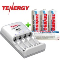 Комплект: Tenergy TN138 + 4 Tenergy Premium 2500 mAh (AA) + Бокс.