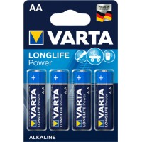 Щелочные пальчиковые батарейки Varta Longlife Power AA (LR6), 1.5V. Цена за уп. 4 шт. Германия.