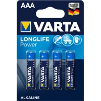 Щелочные минипальчиковые батарейки Varta Longlife Power AAA (LR03), 1.5V. Цена за уп. 4 шт. Германия.